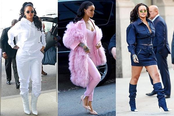 Renklerin kahramanı Rihanna, monokrom stiliyle de fark yaratıyor. Beyazlar, pembeler, maviler onun stilinde, ne yalan söyleyelim, adeta can buluyor.