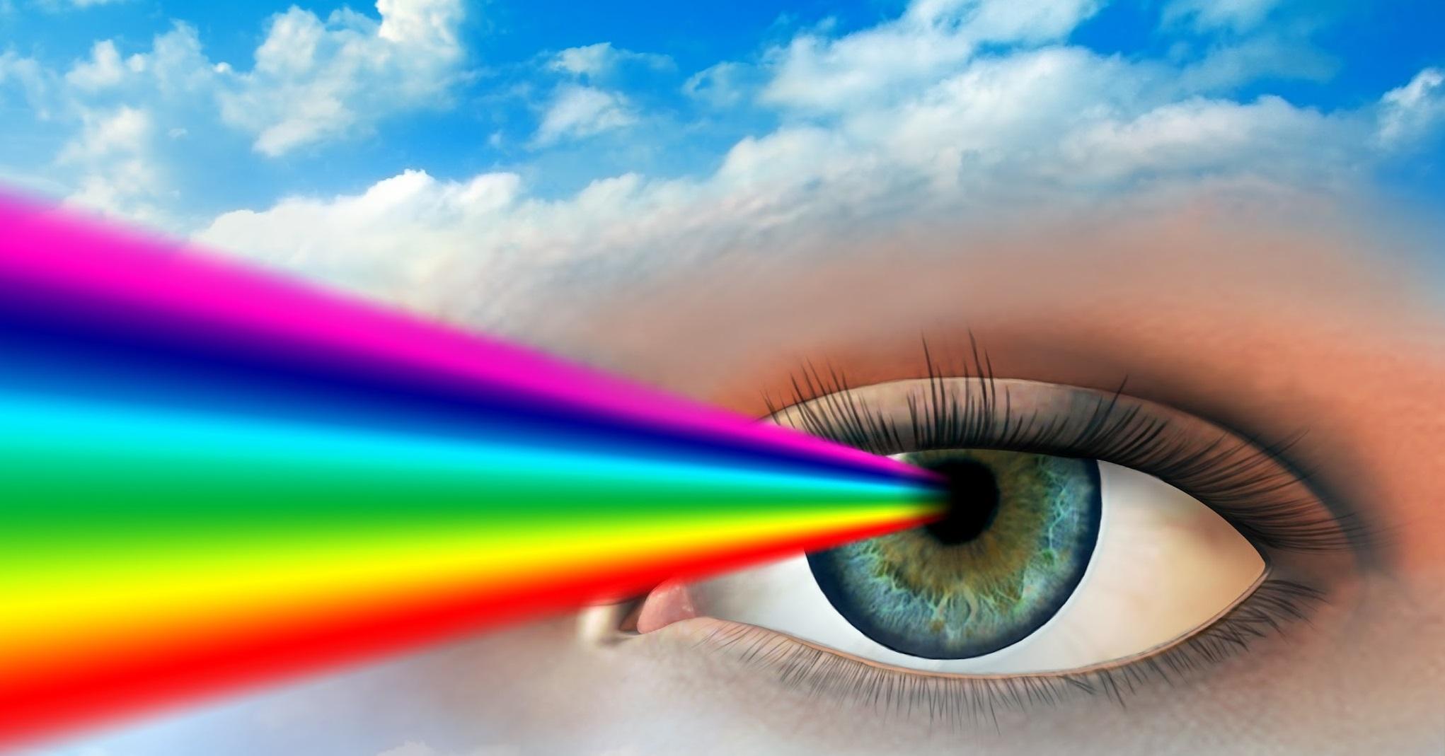 Информация через зрение. Радужные глаза. Радуга в глазах. Глаз воспринимает цвет. Зрительное восприятие человека.