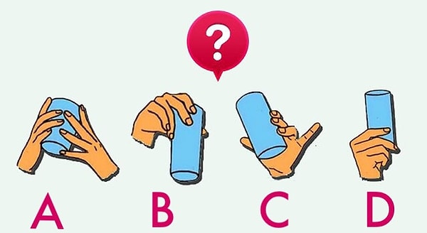 1. Итак, как вы обычно держите стакан? (Если не помните, налейте себе немного воды - освежите память и заодно поддержите водный баланс! 😆)