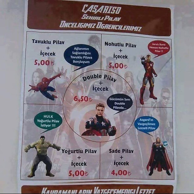 12. Thanos tavuklu pilavı denemeli.