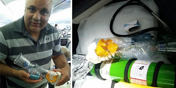 13. Во время 8-часового рейса из Испании в Нью-Йорк, ребенку, страдающему от астмы, внезапно стало плохо. А его аппарат оказался в той сумке, которую сдали в багаж. К счастью, на борту оказался доктор, который быстро соорудил распылитель и спас ребенку жизнь.