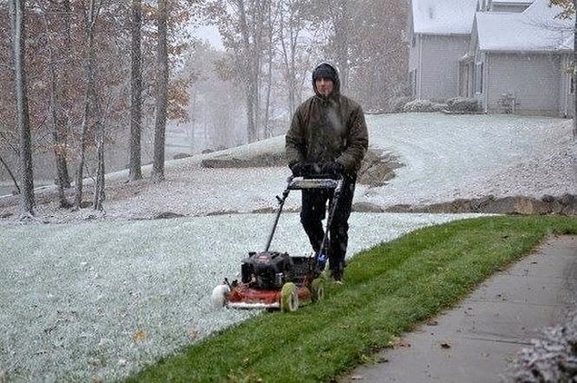 10. Hava koşullarının hiçbir önemi yok! O çimler biçilecek...