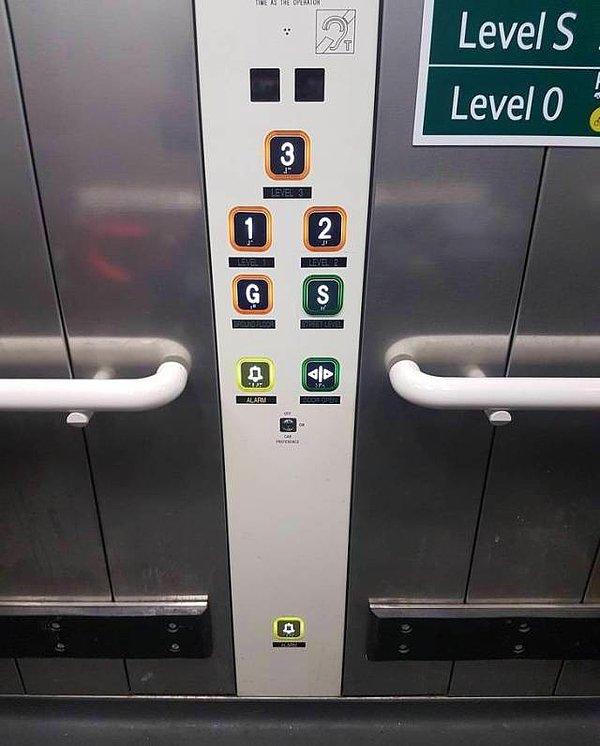 9. Bu asansörde bayılan olursa diye tabana yakın bir alarm butonu var.