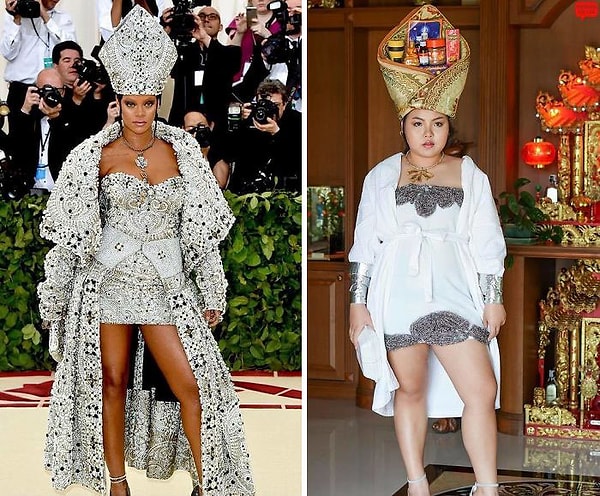 11. И снова Рианна! На этот раз с головным убором, полным специй. Какая горячая (можно даже сказать обжигающая) получилась штучка!