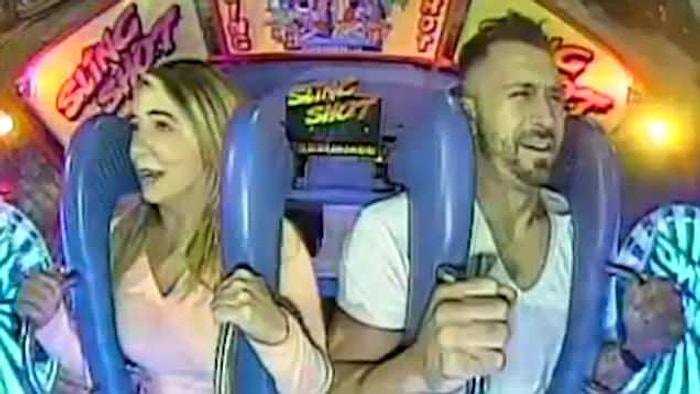 Bindiği Slingshot'ta Korkudan Gözleri Açık Bir Şekilde Bayılan Adam