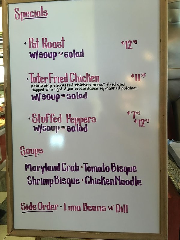 16. Просто меню в кафе