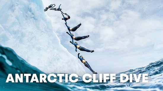 İklim Değişikliğine Farkındalık İçin 20 Metre Yükseklikteki Buzuldan Suya Atlayan Sporcu