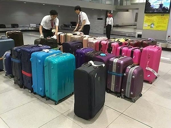 21. Japon hava yolları bagajları renklerine göre düzenliyor.
