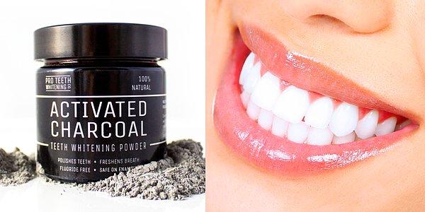 2. Aktif kömür dişlerinizi beyazlatır.