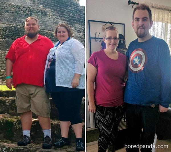 21. "İyi günde kötü günde. Eşimle beraber 143 kilo verdik."