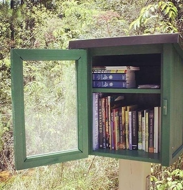 11. Небольшая библиотека на маршруте для пеших туристов. Устал - почитай книгу!