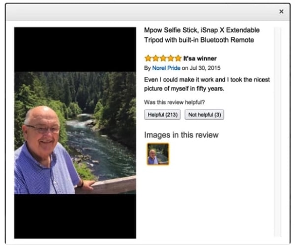 10. Обзор селфи-стика: «Даже у меня получилось! Я сделал лучшую фотографию себя за последние 50 лет»