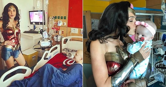 Галь Гадот посетила больных детей в костюме Чудо-женщины