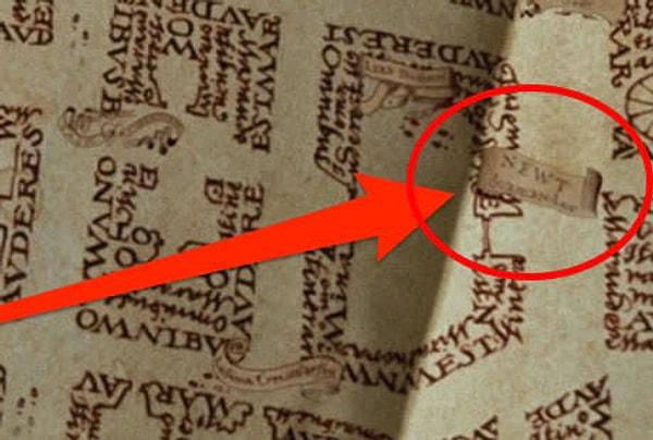 9. Azkaban Tutsağı filminde bir sahnede, Çapulcu Haritası'nda Newt Scamander görünüyordu.