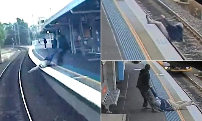 Tren Raylarına Düşen Kişiyi Son Anda Çekip Kurtararak Kahramanlaşan Adam