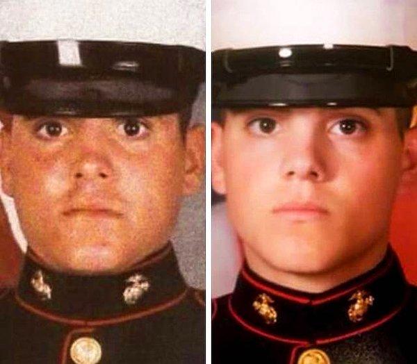 7. "Baba ve oğul, ikisi de 19 yaşında gönüllü asker oldu. Bu fotoğraf ise 25 yıl arayla çekildi."