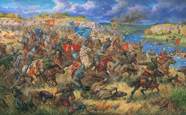 İşgal Kalka Nehri savaşıyla başlar. Moğolların karşısında Kievan Rus, Galiçya Prensliği, çeşitli Rus prenslikleri ve Kıpçakların oluşturduğu koalisyon vardır.