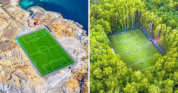 BONUS: İki soğuk ülkede doğa ile iç içe futbol sahaları!
