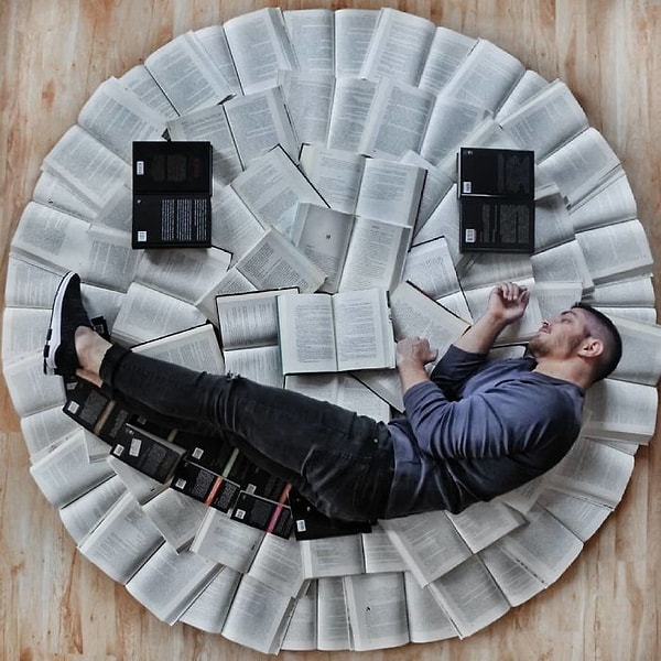 9. Литературные сцены, составленные Джеймсом из книг, очень разнообразны, но все равно можно подметить любовь автора к двум книгам из его коллекции: «Гарри Поттер и Принц-Полукровка» Джоан Роулинг и «Сильмариллион» Джона Толкиена.