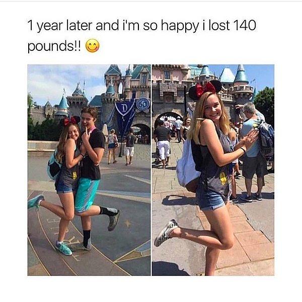 4. "Bir yıl sonra ve 63 kilo verdiğim için çok mutluyum!"