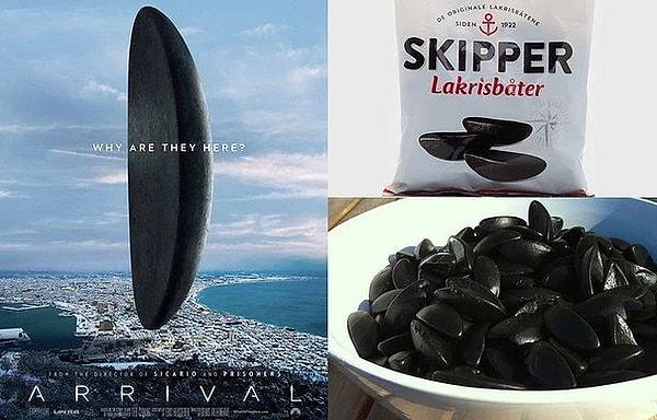 87. Arrival filminin posterindeki uzay gemisi, Norveçlilerin lakrisbåt(meyankökü teknesi) ismini verdiği bir şekerin mükemmel bir kopyasıdır.
