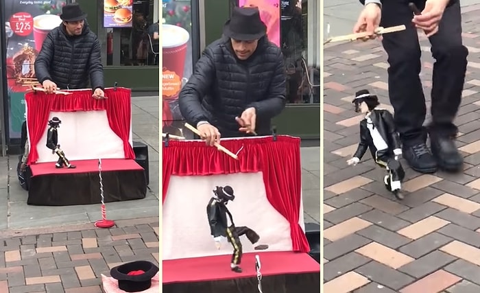Michael Jackson'ın Kuklasını Oynatan Sokak Sanatçısından Muhteşem Performans