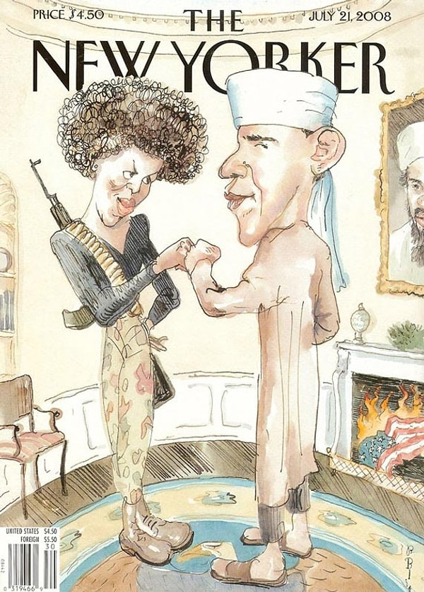 9. В 2008 году художник Барри Блит в карикатурной форме нарисовал семейство Обама и, используя сатиру, представил политику устрашения и дезинформации, использовавшиеся в предвыборной кампании будущего президента США.