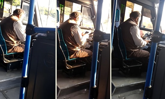 Telefondan Fırsat Buldukça Yola Bakarak Otobüsü Sürmeye Çalışan Şoför