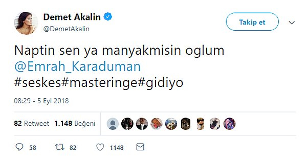 Neyse, o eşsiz üslubuyla Demet Akalın yaptığı işlere dair güncellemeleri de twitterdan yapıyordu.