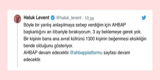 Yaptığı Paylaşımla Tepkileri Üzerine Çeken Haluk Levent AHBAP Başkanlığını Bıraktı