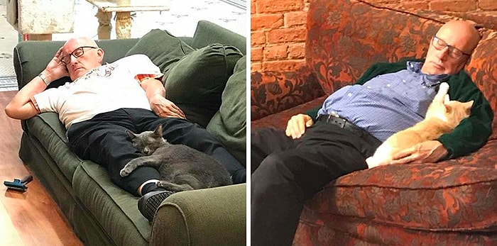 Вы будете в восторге от 75-летнего волонтёра, который отдыхает вместе с кошками из местного приюта