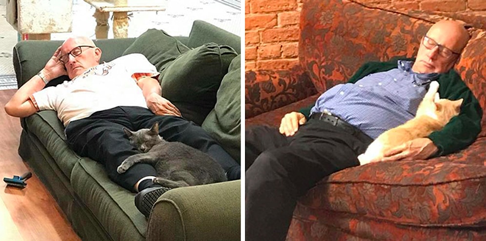 Вы будете в восторге от 75-летнего волонтёра, который отдыхает вместе с кошками из местного приюта