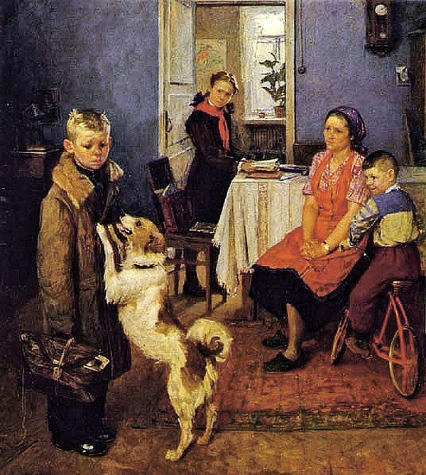 5. Что должно висеть на стене за спиной мальчика в картине "Опять двойка" Федора Решетникова?