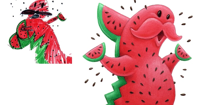 Художник перерисовывает детские "каляки-маляки" в забавных мультяшных монстров