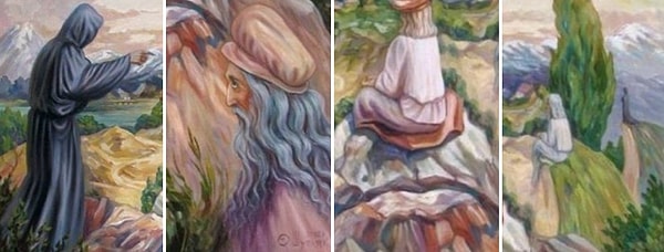 1. Сидящие и стоящие люди