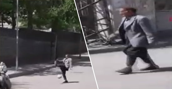 Okuldan Kaçan Topu Geri Atmak İsteyen Dedenin Topla İmtihanı