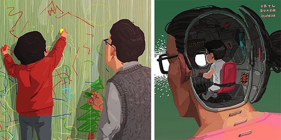 Çocuğuyla Yalnız Yaşayan Bir Babanın Günlük Hayatında Yaşadıklarını Anlattığı Kalp Isıtan Çizimleri