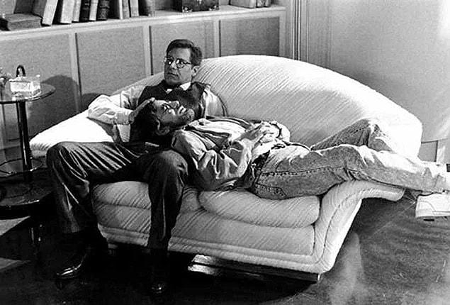 13. Year 1989: Harrison Ford and Steven Spielberg are resting on the set of ''Indiana Jones and the Last Crusade''.