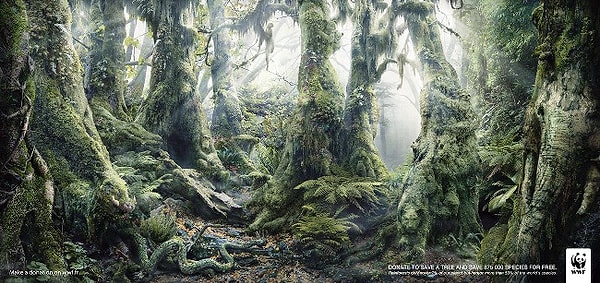 4. Эта картинка - часть социальной рекламы Всемирного фонда охраны дикой природы. Ваша задача: отыскать как можно больше животных. Нашли?