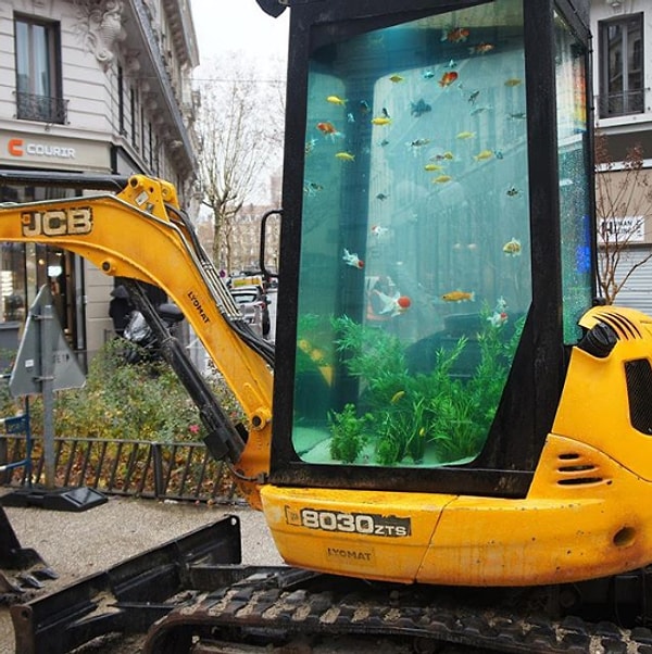 4. Аквариум в тракторе, который никем не используется.