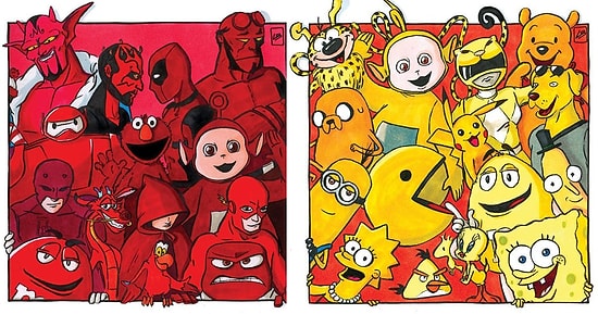 Гениальная идея: художница распределила по цветам известных нам с детства персонажей, какие команды получились?