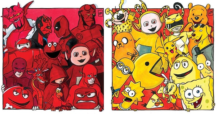 Гениальная идея: художница распределила по цветам известных нам с детства персонажей, какие команды получились?