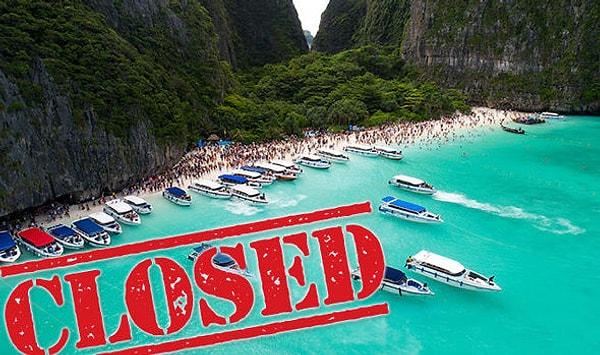 Geçtiğimiz Haziran ayının 1'inde plajı geçici olarak ziyarete kapatacağını açıklayan Taylandlı yetkililer, 4 aylık kapatma süresini en az 1 yıla çıkardıklarını açıkladı.