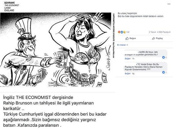 2. "The Economist dergisindeki karikatürün Rahip Brunson’ın tahliyesinden sonra yayımlandığı iddiası."