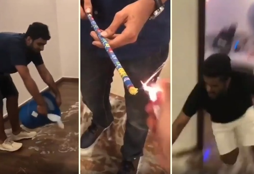 Havai Fişek ve Köpüklü Suyla Arkadaşlarını Fena Şakalayan Eleman