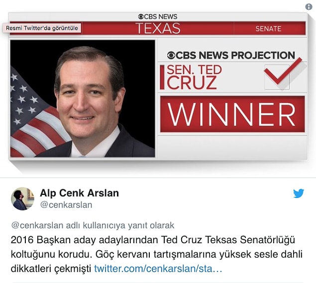 Cumhuriyetçi ve Demokrat adaylar arasında kıyasıya bir mücadeleye sahne olan Teksas eyaletinde Senatör Ted Cruz koltuğunu korumayı başardı.