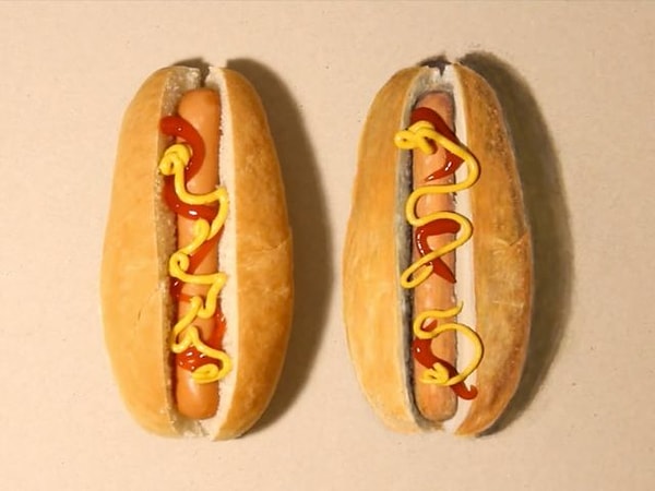 2. Какой хот-дог является всего лишь рисунком?