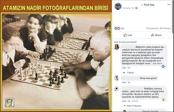 1. "Fotoğrafın Atatürk’ün çocuklarla satranç oynadığını gösterdiği iddiası."