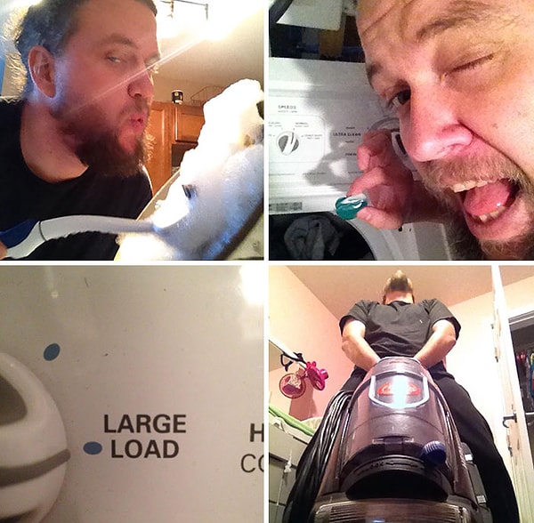 11. "Жена очень любит, когда я делаю работу по дому. Поэтому я прислал ей эти фотографии"