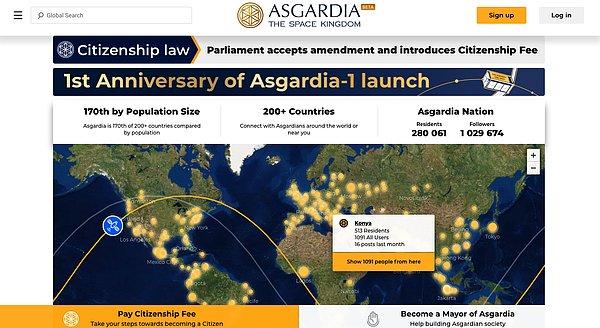 Uzay ülkesi Asgardia'nın başkanı Dr. Igor Ashurbeyli tarafından da onaylanan yasa ile birlikte yıllık 100 Euro vatandaşlık ücreti alınacak.